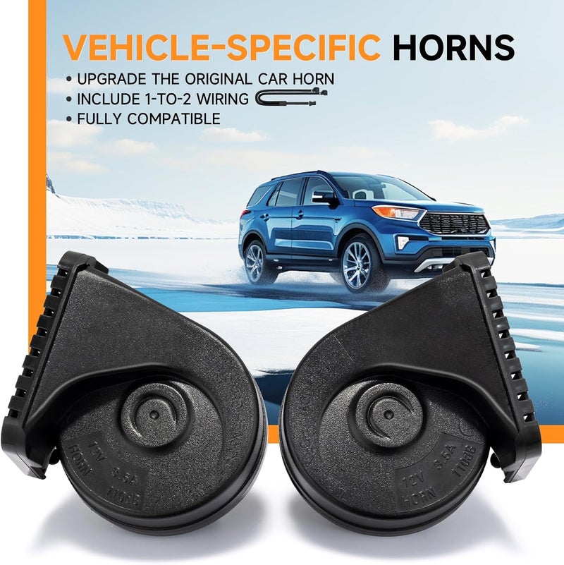 banhao Car Horn Compatible with Ford/GMC/Chevrolet/Ram/Tesla 12V 130dB Loud Dual-Tone Snail Horns for Ford with 1 to 2 Plug Wiring Harness - Image 2
